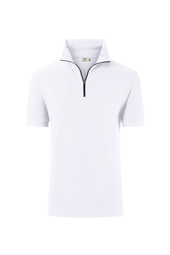 HAKRO Zip-Shirt Piqué MIKRALINAR® ECO, weiss, 3XL