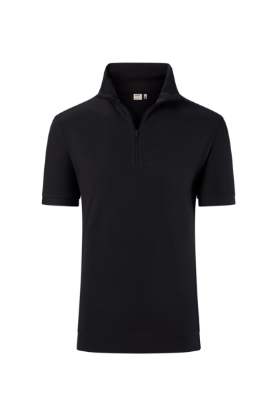 HAKRO Zip-Shirt Piqué Mikralinar® Eco, schwarz