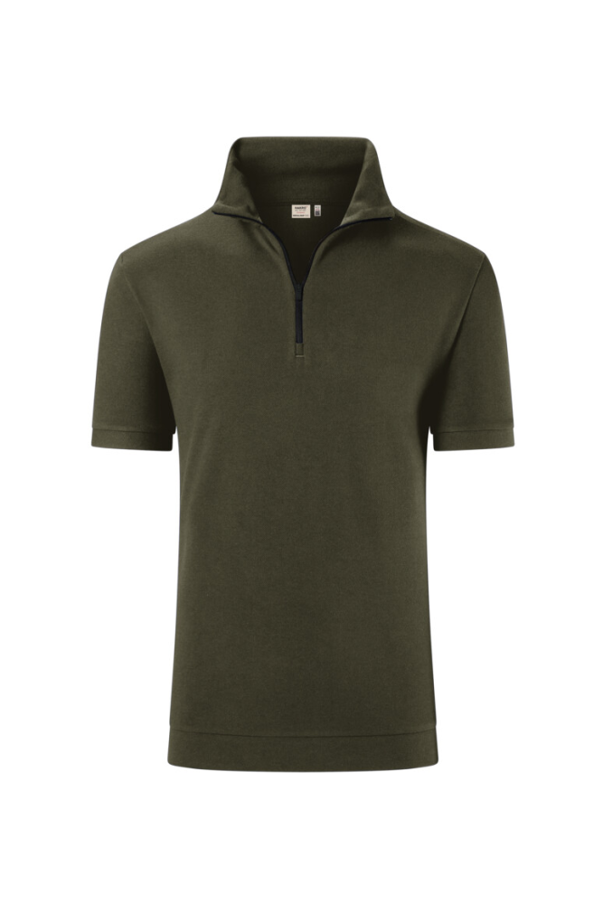 HAKRO Zip-Shirt Piqué MIKRALINAR® ECO, olive, 3XL