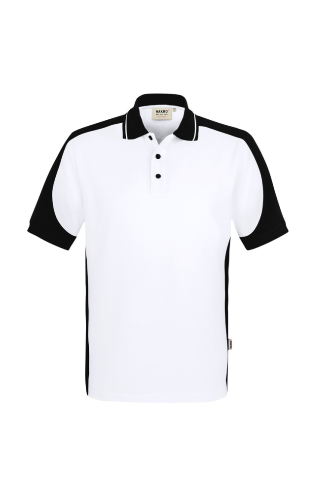 HAKRO Poloshirt Contrast Mikralinar® Eco, weiss/schwarz
