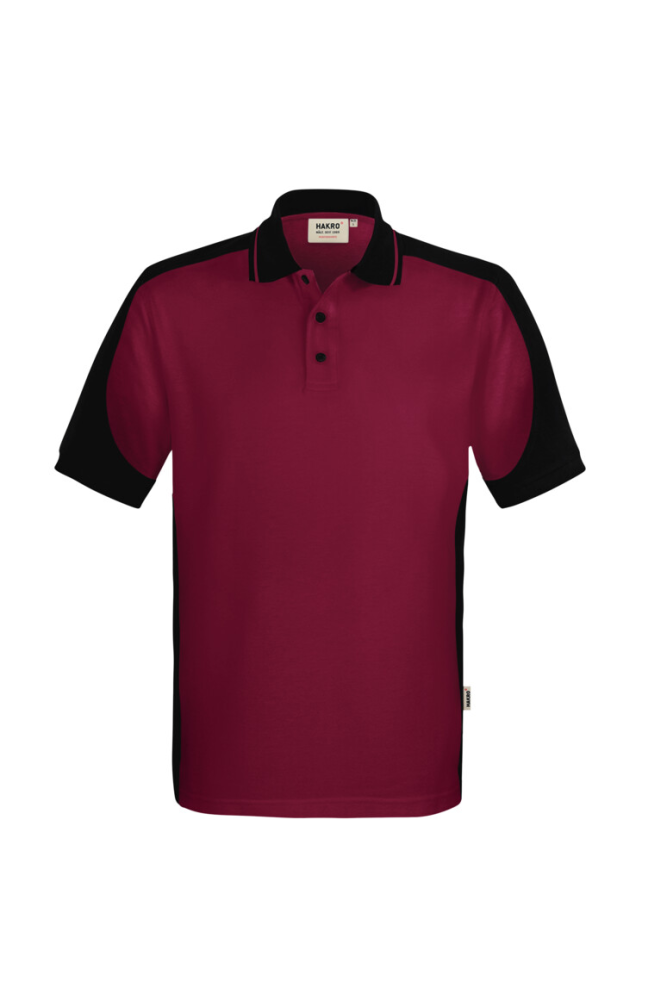 HAKRO Poloshirt Contrast Mikralinar® Eco, weinrot/schwarz