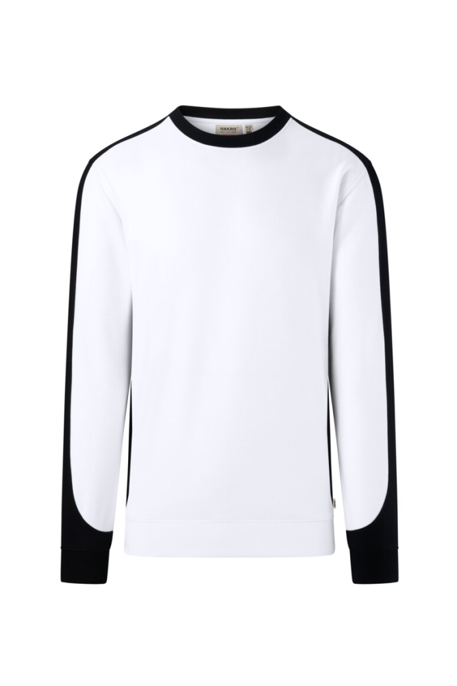 HAKRO Sweatshirt Contrast Mikralinar® Eco, weiss/schwarz