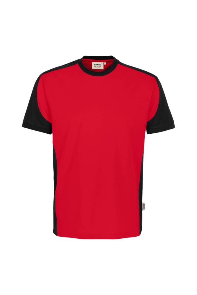HAKRO T-Shirt Contrast Mikralinar® Eco, rot/schwarz
