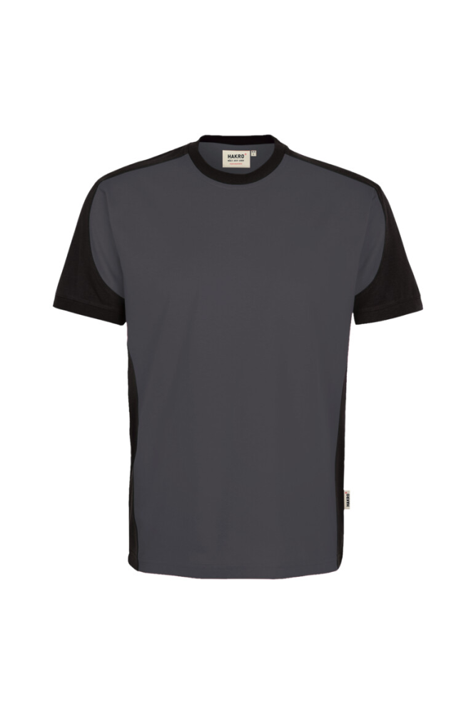 HAKRO T-Shirt Contrast Mikralinar® Eco, karbongrau/schwarz