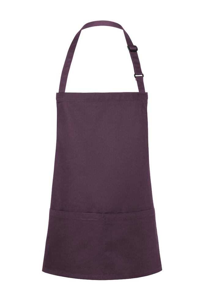 Karlowsky Kurze Latzschürze Basic mit Schnalle und Tasche, aubergine