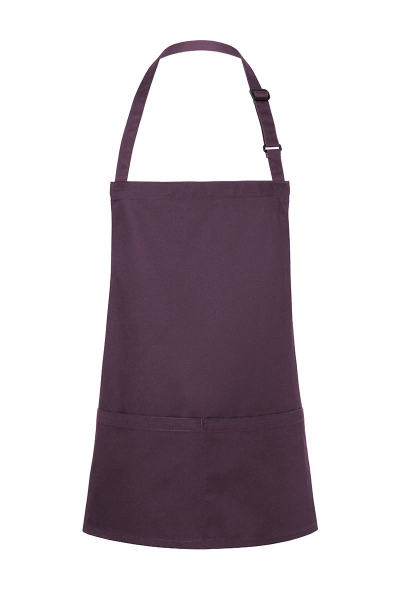 Karlowsky Kurze Latzschürze Basic mit Schnalle und Tasche, aubergine