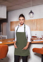 Karlowsky Kurze Latzschürze Basic mit Schnalle und Tasche, moosgrün