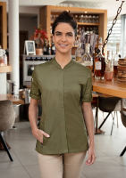 Karlowsky Kurzarm Damenkochjacke green-generation moosgrün