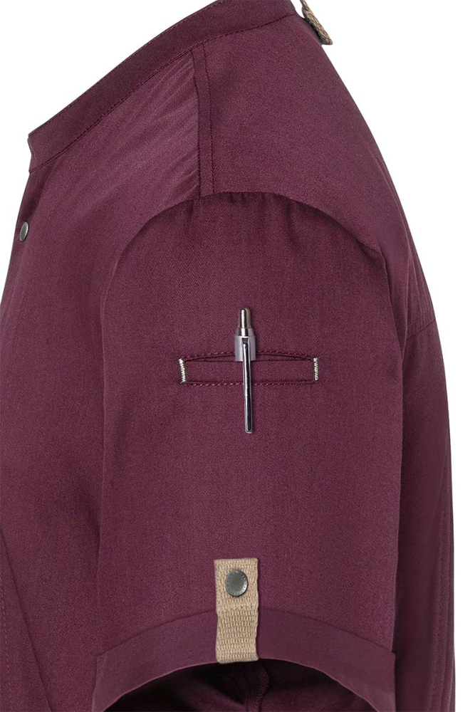 Karlowsky Kurzarm Kochjacke green-generation, Herren aubergine