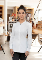 Karlowsky Langarm Damenkochjacke green-generation weiss 58