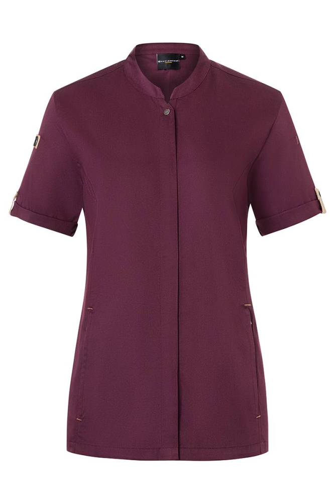 Karlowsky Kurzarm Damenkochjacke green-generation aubergine