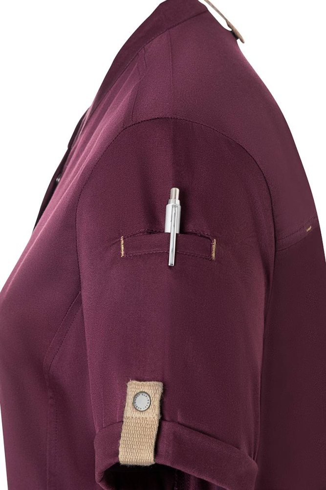 Karlowsky Kurzarm Damenkochjacke green-generation aubergine