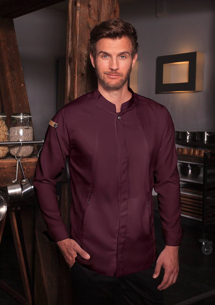 Karlowsky Langarm Kochjacke green-generation, Herren aubergine