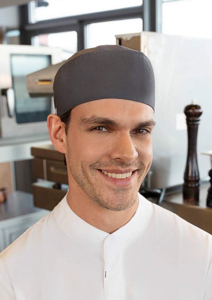 Karlowsky Kochmütze Beanie mit atmungsaktivem Netzeinsatz, anthrazit