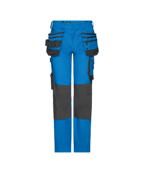 Dassy ® Flux Next, Stretch-Arbeitshose mit Holstertaschen und Kniepolstertaschen, Azurblau/anthrazitgrau, Minus