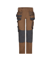 Dassy ® Flux Next, Stretch-Arbeitshose mit Holstertaschen und Kniepolstertaschen, Lehmbraun/anthrazitgrau, Plus, 56