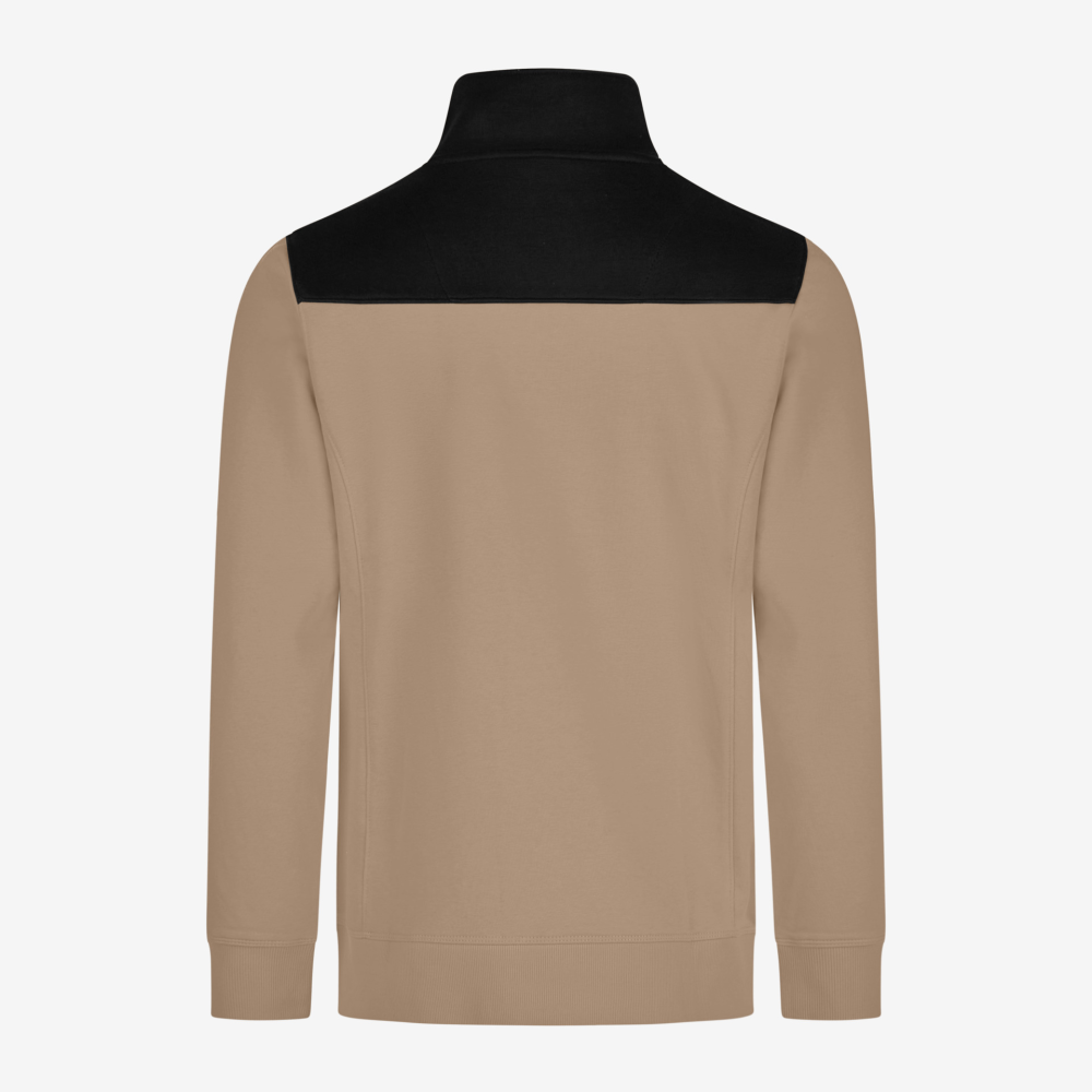 FHB ROB Zip-Sweatshirt, beige-schwarz,Gr. XS