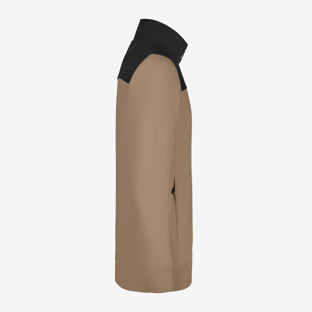 FHB ROB Zip-Sweatshirt, beige-schwarz,Gr. XS