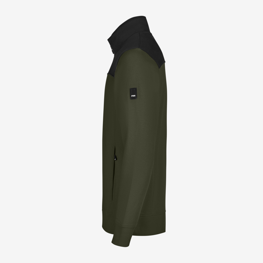 FHB ROB Zip-Sweatshirt, oliv-schwarz, Gr. L