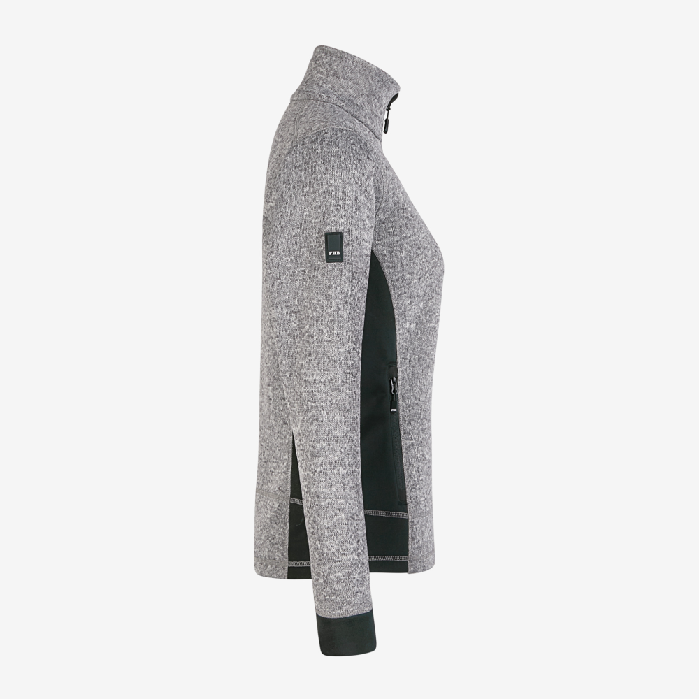 FHB MARIEKE Strick-Fleece-Jacke Damen, grau-schwarz
