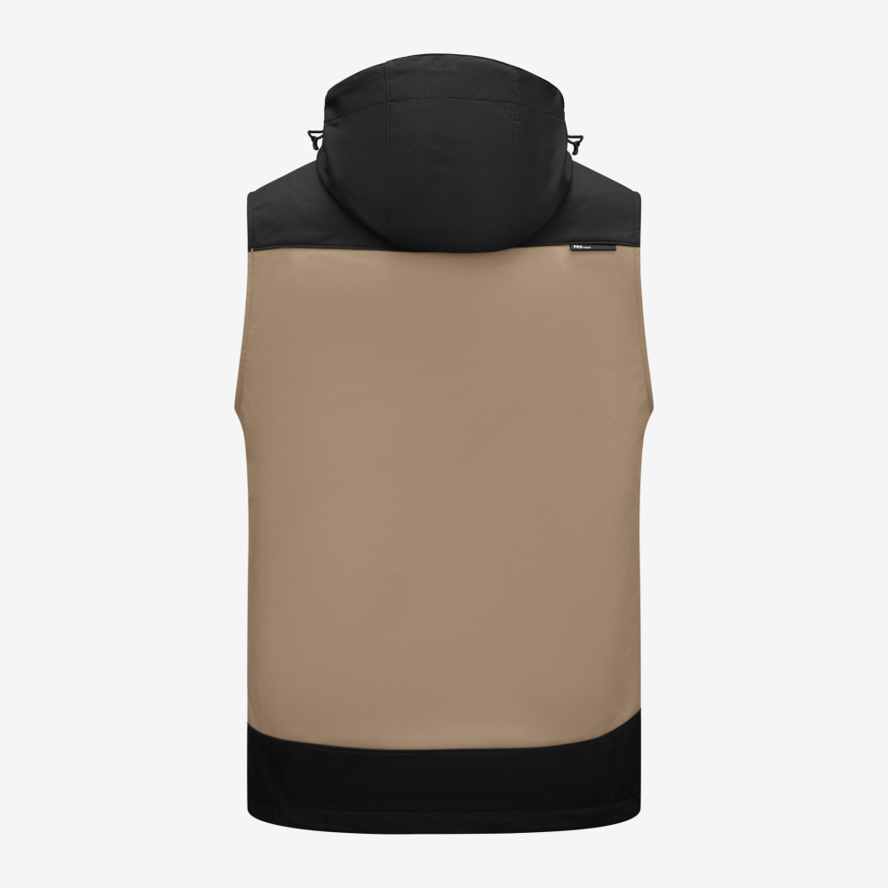 FHB JUSTUS Softshellweste, beige-schwarz, Gr. 4XL
