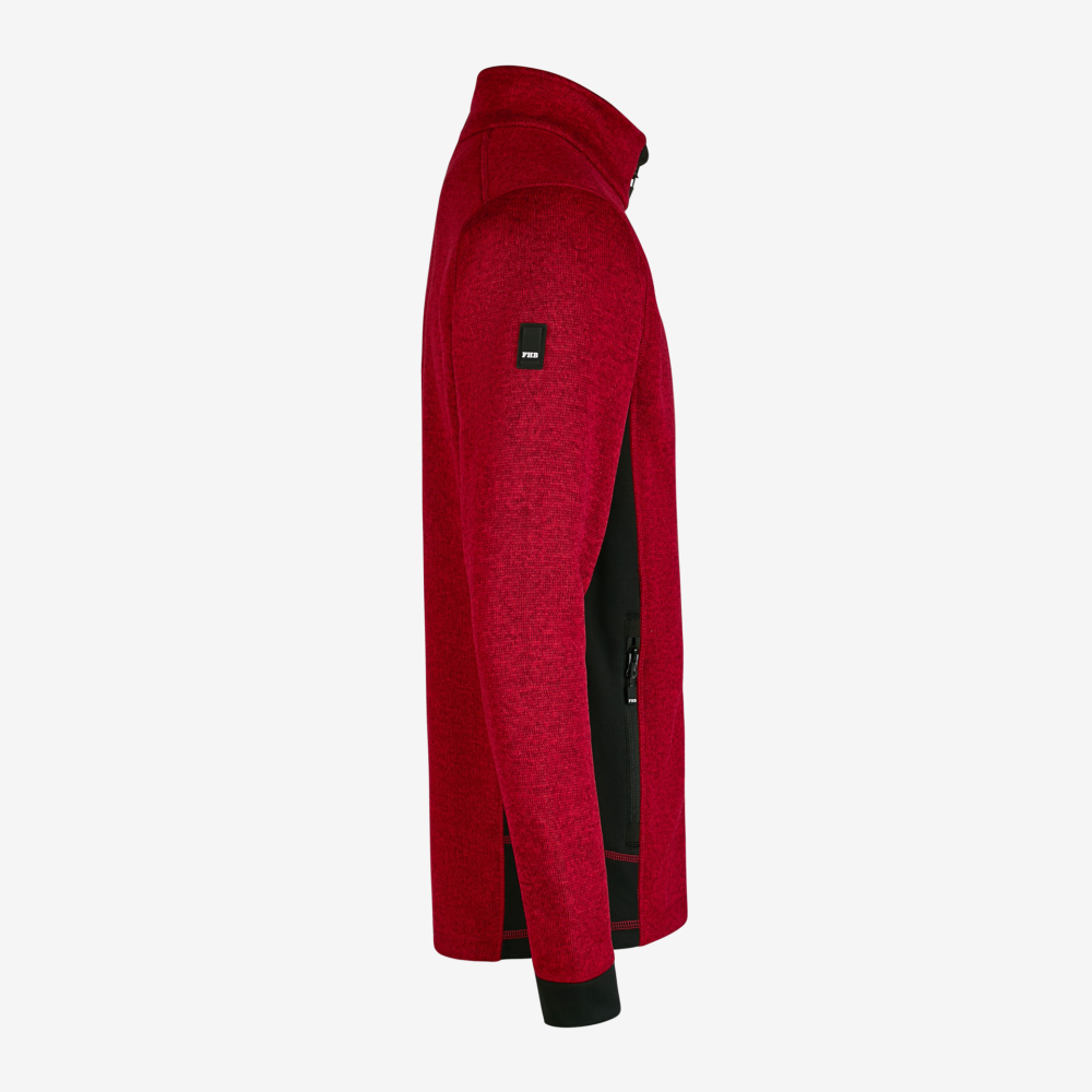 FHB CHRISTOPH Strick-Fleece-Jacke, rot-schwarz, Gr. M