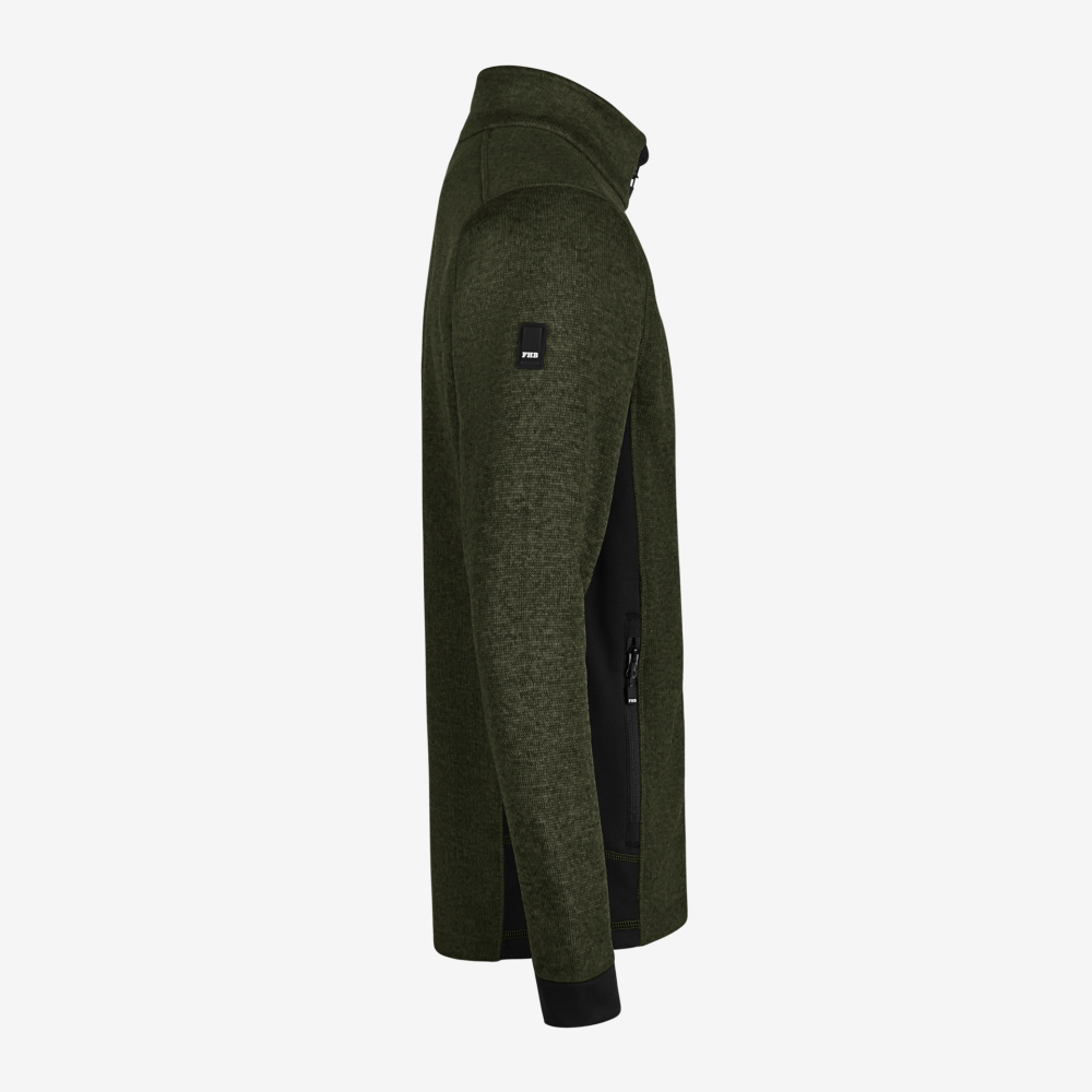 FHB CHRISTOPH Strick-Fleece-Jacke, oliv-schwarz, Gr. XS