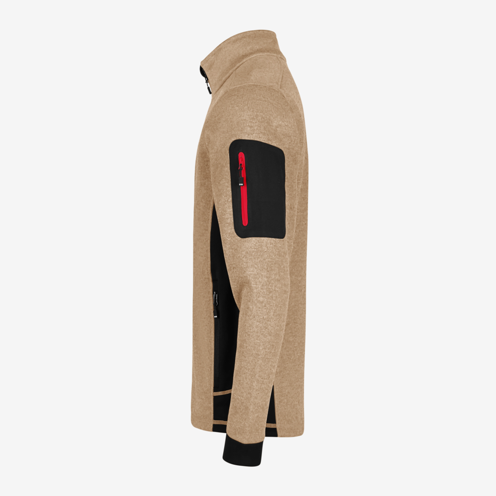 FHB CHRISTOPH Strick-Fleece-Jacke, beige-schwarz, Gr. M