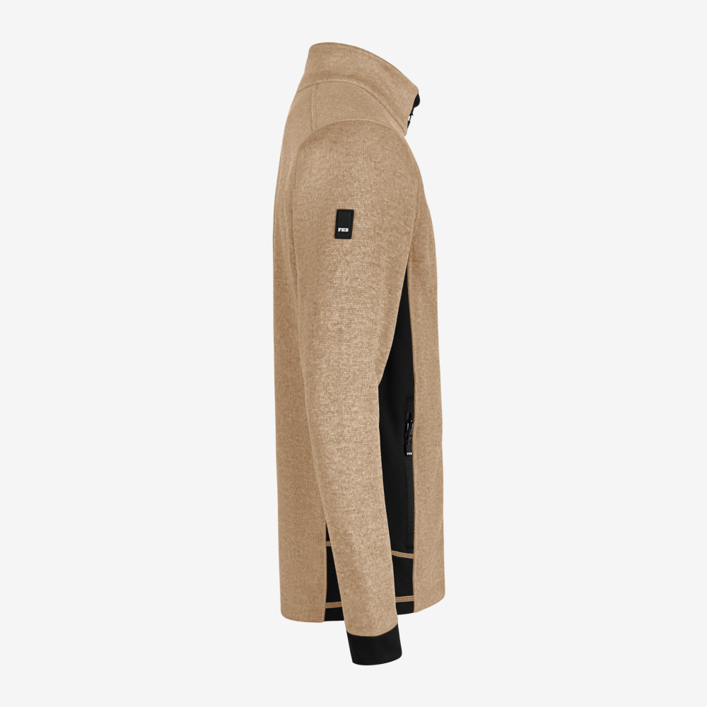 FHB CHRISTOPH Strick-Fleece-Jacke, beige-schwarz, Gr. M