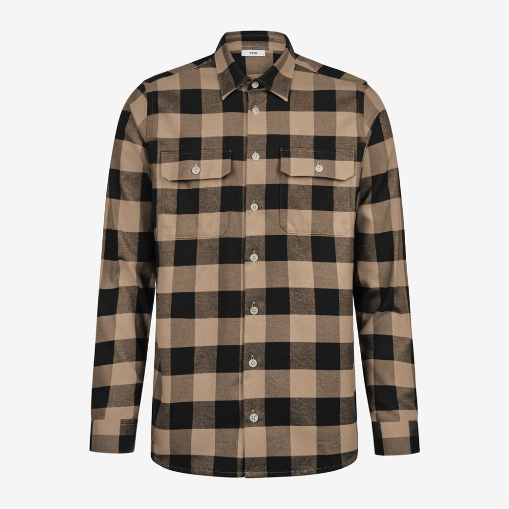 FHB HORST Arbeitshemd beige-schwarz 2XL