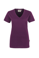 HAKRO Damen V-Shirt Classic, aubergine, S