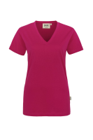 HAKRO Damen V-Shirt Classic, magenta, M