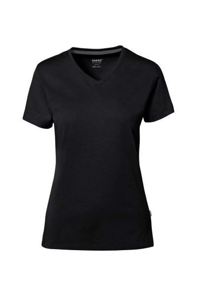 HAKRO COTTON TEC® Damen V-Shirt, schwarz
