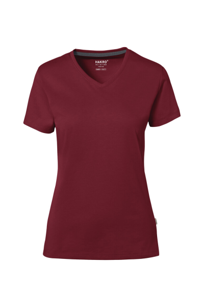 HAKRO COTTON TEC® Damen V-Shirt, weinrot