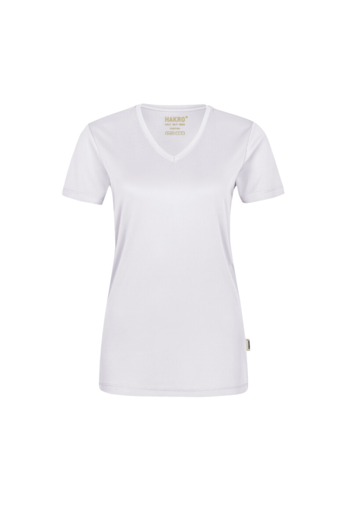 HAKRO Damen V-Shirt COOLMAX®, weiss, S