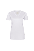 HAKRO Damen V-Shirt COOLMAX®, weiss, S