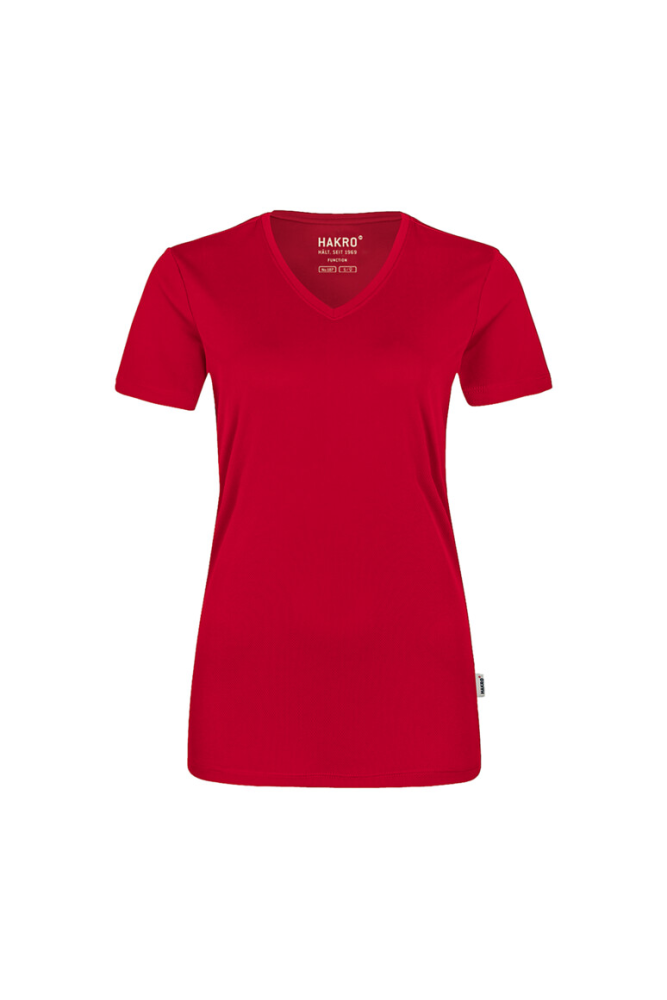 HAKRO Damen V-Shirt COOLMAX®, rot, 3XL