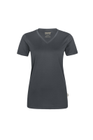 HAKRO Damen V-Shirt COOLMAX®, anthrazit, 3XL