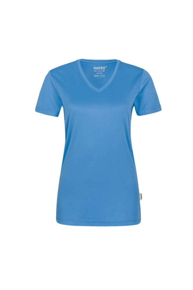 HAKRO Damen V-Shirt COOLMAX®, malibublau, M