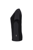 HAKRO Damen V-Shirt Contrast MIKRALINAR®, schwarz/anthrazit, 2XL