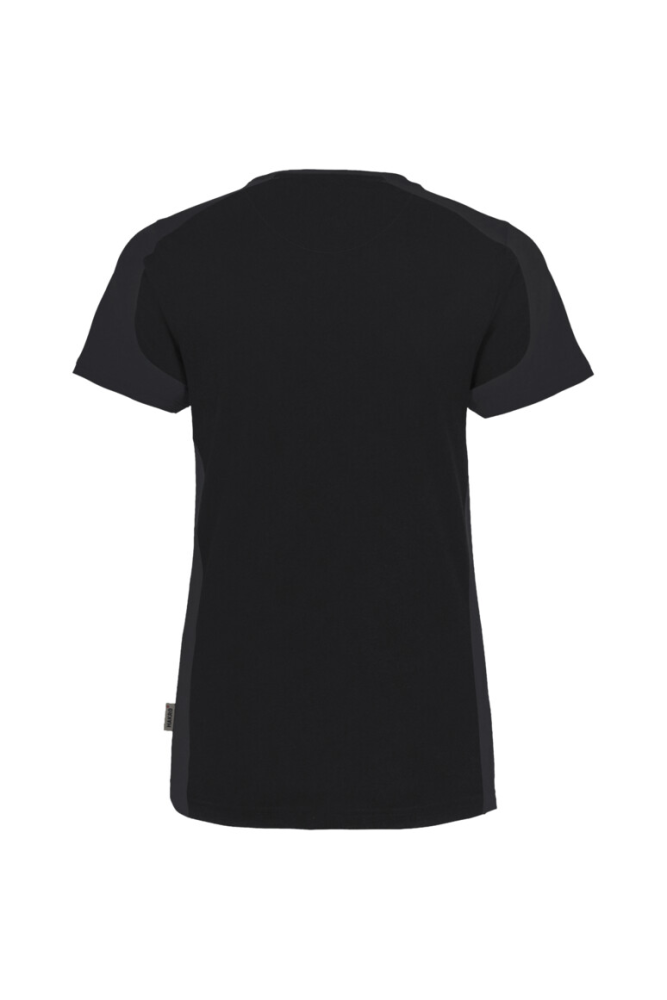 HAKRO Damen V-Shirt Contrast MIKRALINAR®, schwarz/anthrazit, 2XL