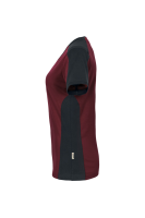 HAKRO Damen V-Shirt Contrast MIKRALINAR®, weinrot/anthrazit, M