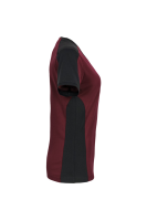 HAKRO Damen V-Shirt Contrast MIKRALINAR®, weinrot/anthrazit, M