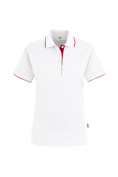 HAKRO Damen Poloshirt Casual, weiss/rot