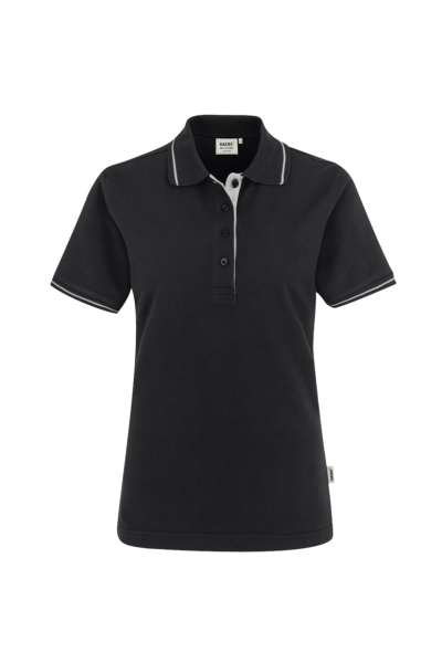 HAKRO Damen Poloshirt Casual, schwarz/silber