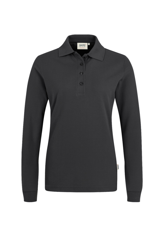 HAKRO Damen Longsleeve-Poloshirt MIKRALINAR®, karbongrau, 4XL