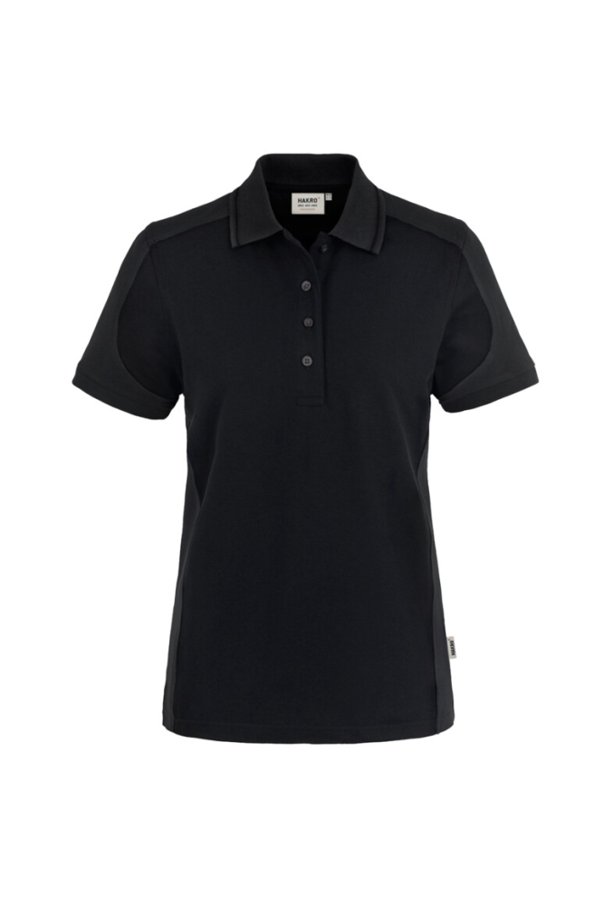 HAKRO Damen Poloshirt Contrast MIKRALINAR®, schwarz/anthrazit, L