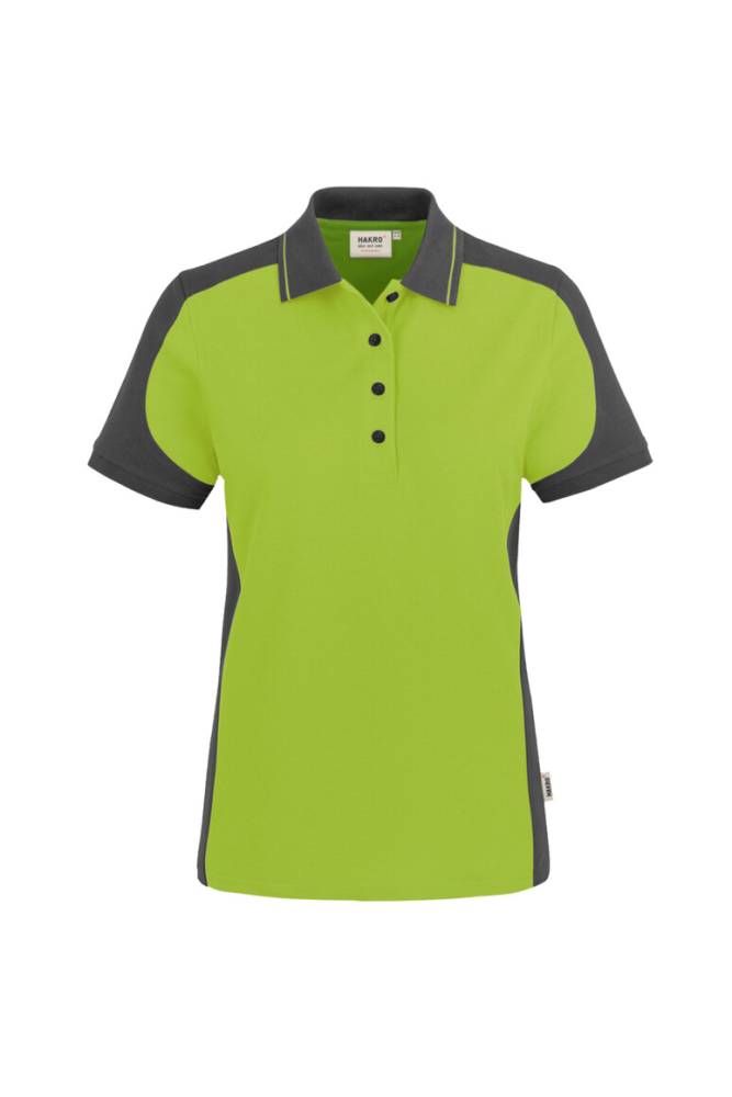 HAKRO Damen Poloshirt Contrast MIKRALINAR®, kiwi/anthrazit, 4XL