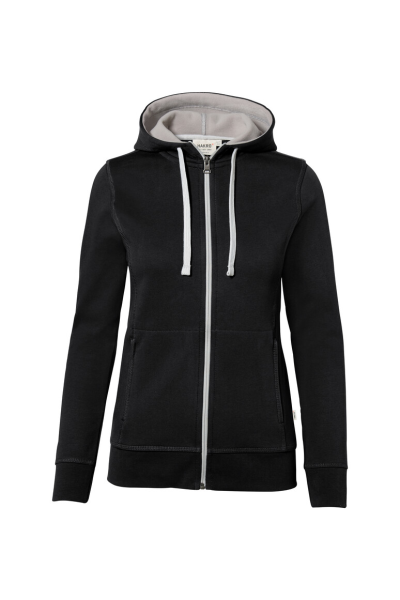 HAKRO Damen Kapuzenjacke Bonded ECO, schwarz/silber