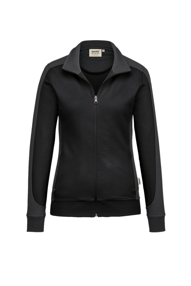 HAKRO Damen Sweatjacke Contrast MIKRALINAR®, schwarz/anthrazit